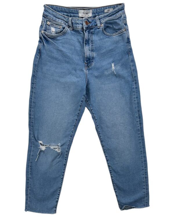 New Look Niebieskie Jeansy z Przetarciami L 40 EU