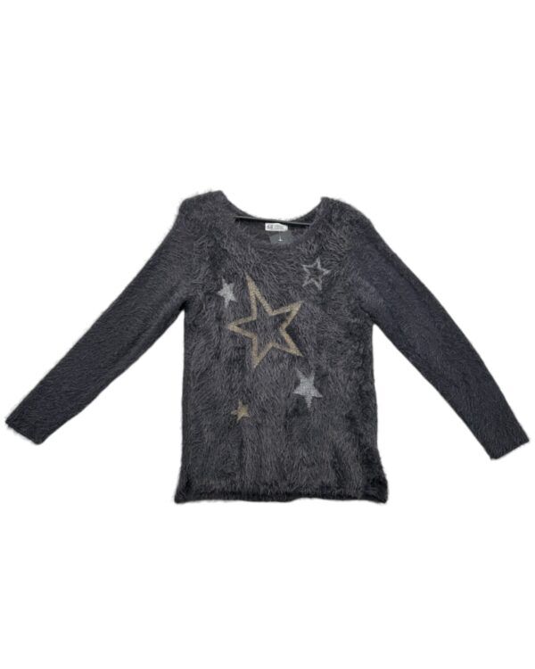 H&M Sweter Dziecięcy Puszysty Gwiazdy Szary 158 164 cm