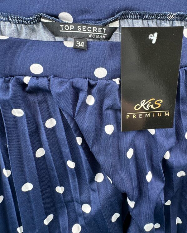 Top Secret Granatowa Spódnica Plisowana W Grochy XS 34 EU