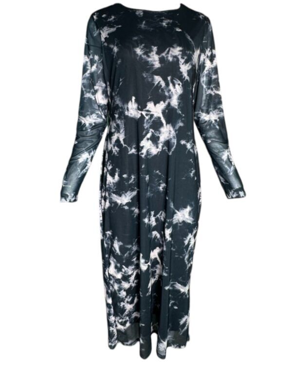 Rita Ora x Primark Sukienka Maxi Czarna Tie-Dye Długi Rękaw XL 42 46 48 EU